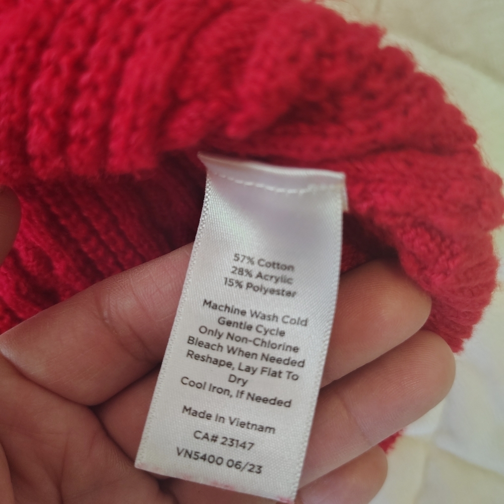 Talbots Cable Crewneck Sweater in red. Size S - Picture 4 of 8